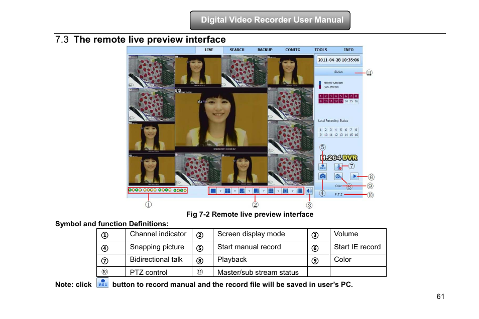 The remote live preview interface, 3 the remote live preview interface | COP-USA DVRHD-8D1 User Manual | Page 67 / 124