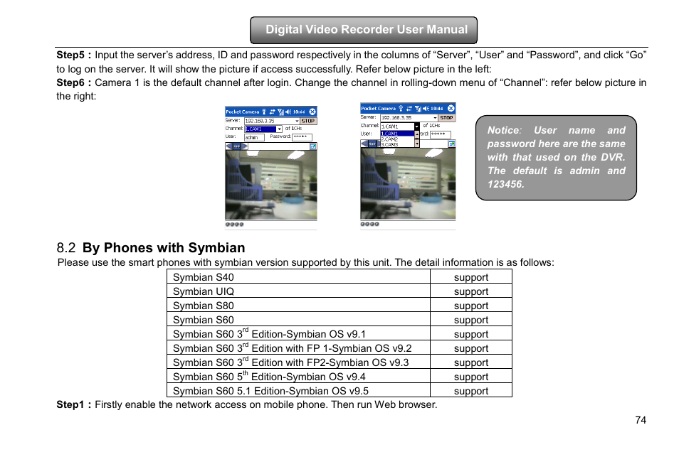 By phones with symbian, 2 by phones with symbian | COP-USA DVRHD-8D1 User Manual | Page 80 / 124