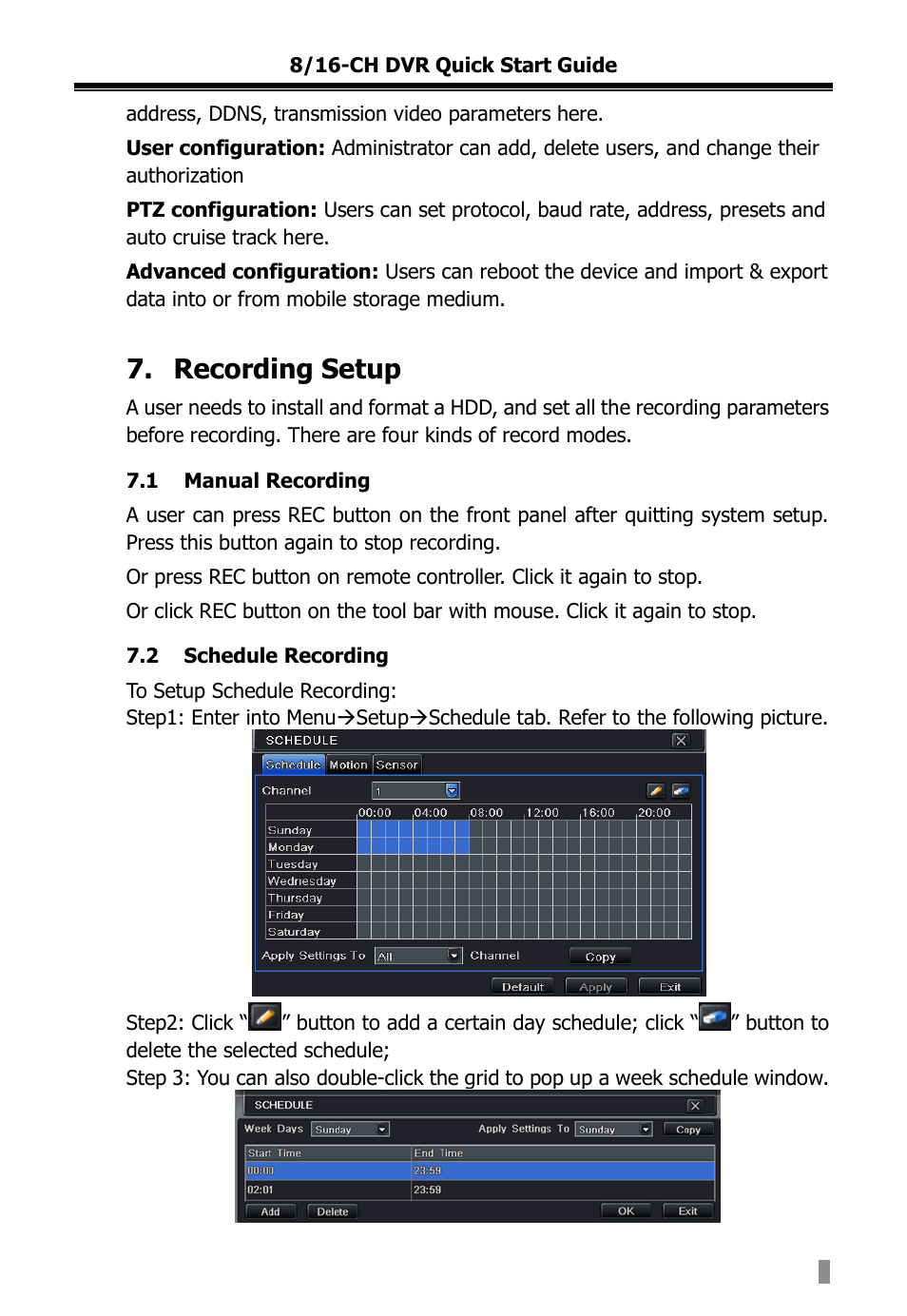 Recording setup | COP-USA DVRC264-16ME-A User Manual | Page 115 / 122