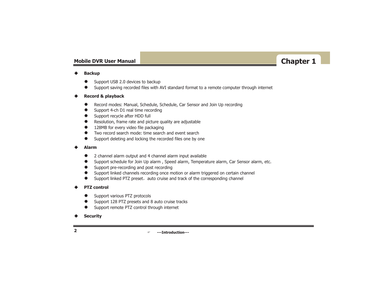 Chapter 1 | COP-USA DVR5104DE-HWDWF User Manual | Page 8 / 81