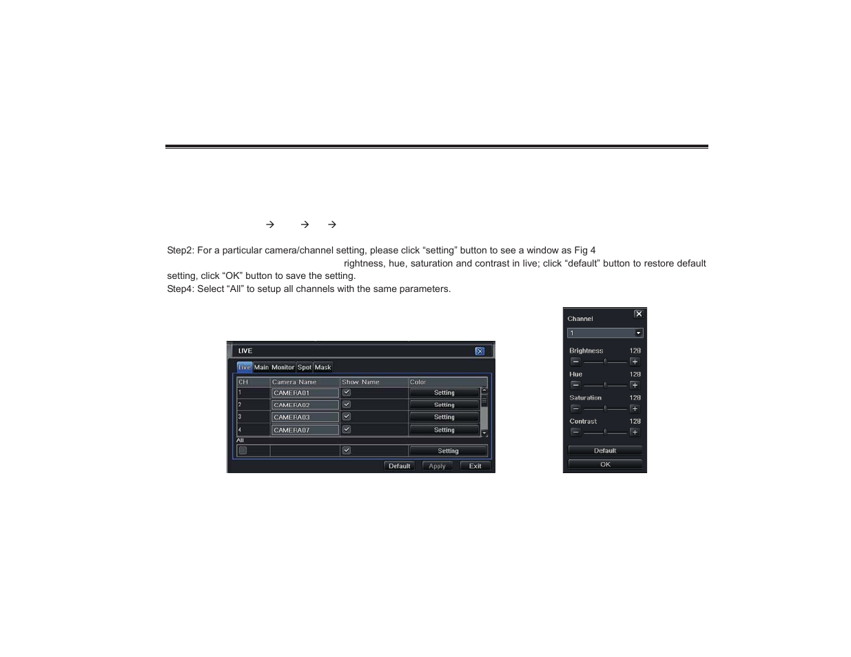 2 live configuration | COP-USA DVR2304SE-SL User Manual | Page 25 / 120