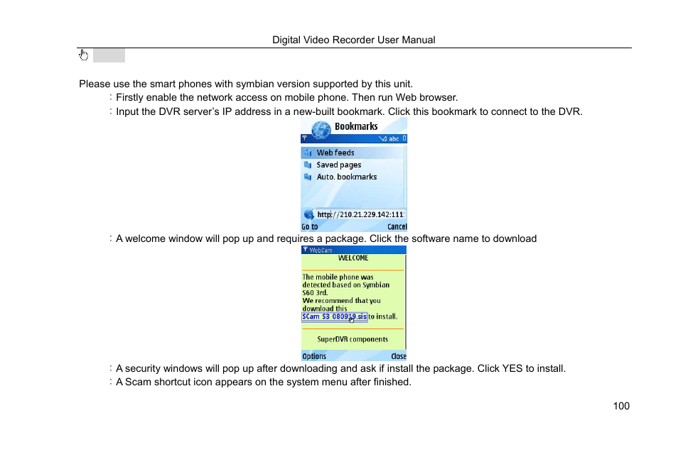 2 by phones with symbian | COP-USA DVRHRT-16MD User Manual | Page 100 / 137