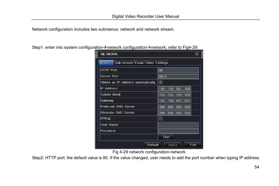 6 network configuration, 1 network | COP-USA DVRHRT-16MD User Manual | Page 54 / 137