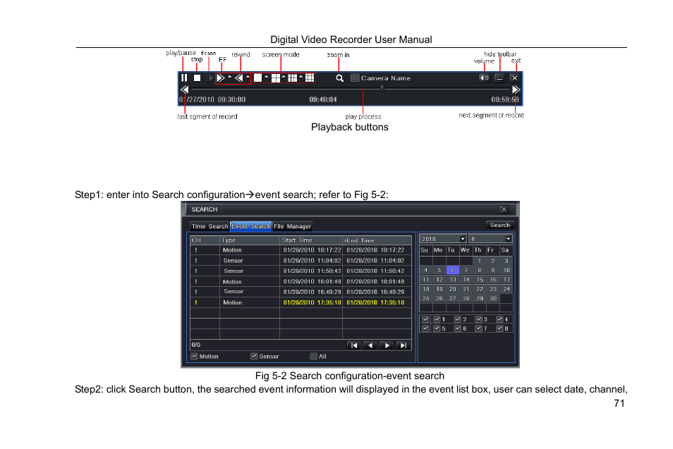 2 event search | COP-USA DVRHRT-16MD User Manual | Page 71 / 137