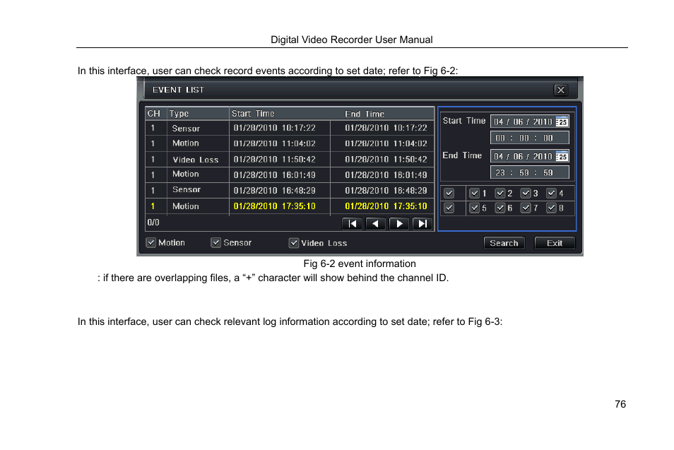 2 event information, 3 log information | COP-USA DVRHRT-16MD User Manual | Page 76 / 137