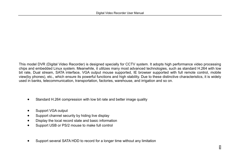 Introduction, Chapter 1 | COP-USA DVRH264-D1-8 User Manual | Page 7 / 111