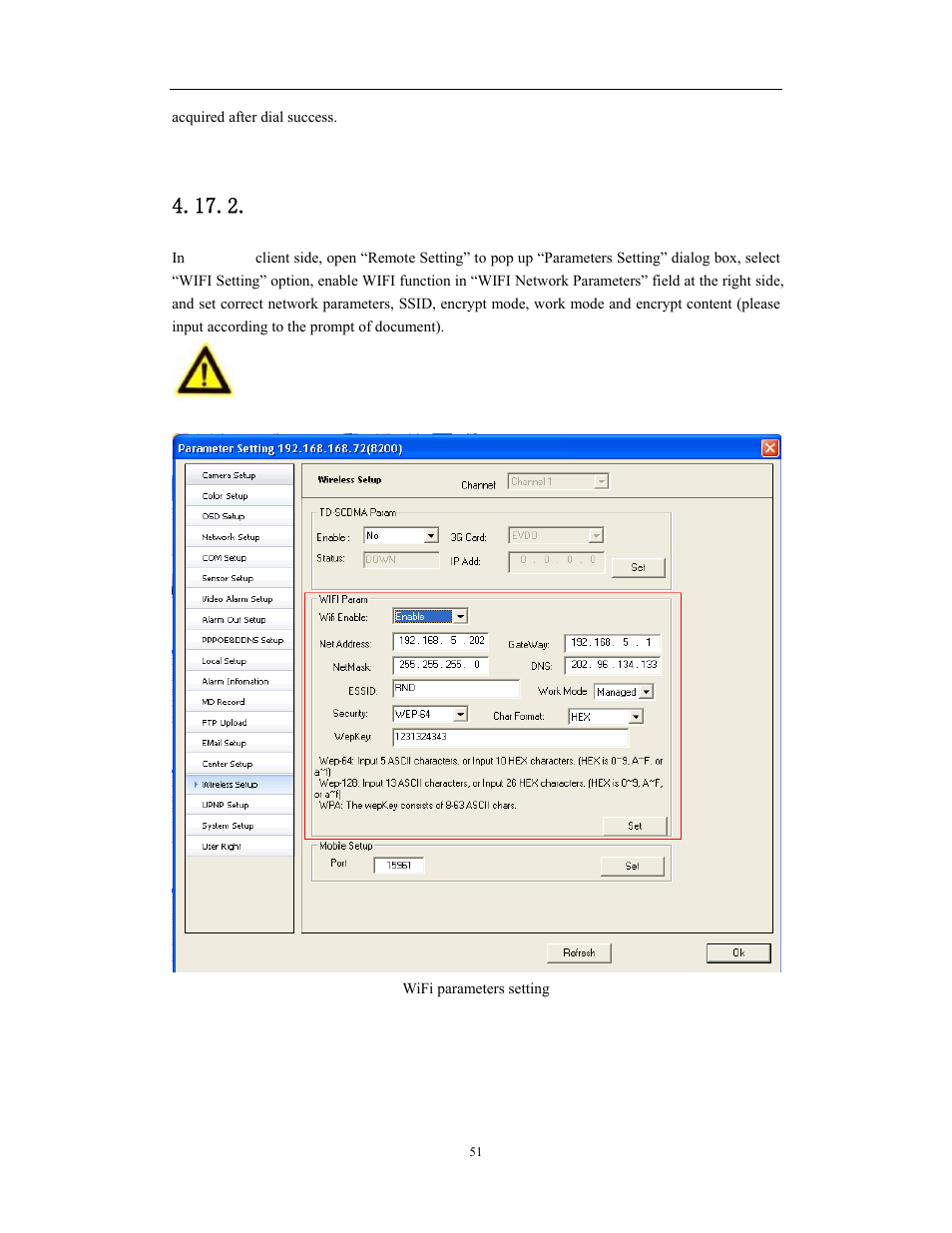 Network video server/ip camera user manual, Wifi parameters setting | COP-USA WS08 User Manual | Page 51 / 69