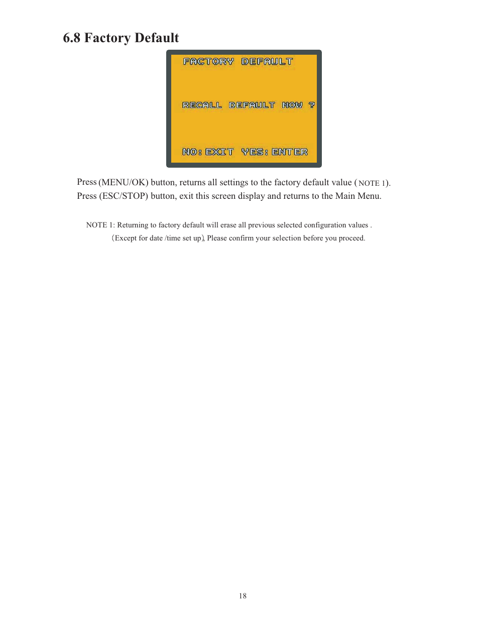 8 factory default | COP-USA SLDVR User Manual | Page 19 / 21