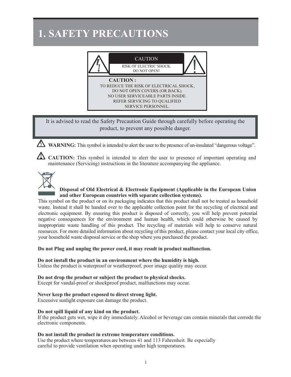 Safety precautions | COP-USA SLDVR User Manual | Page 2 / 21