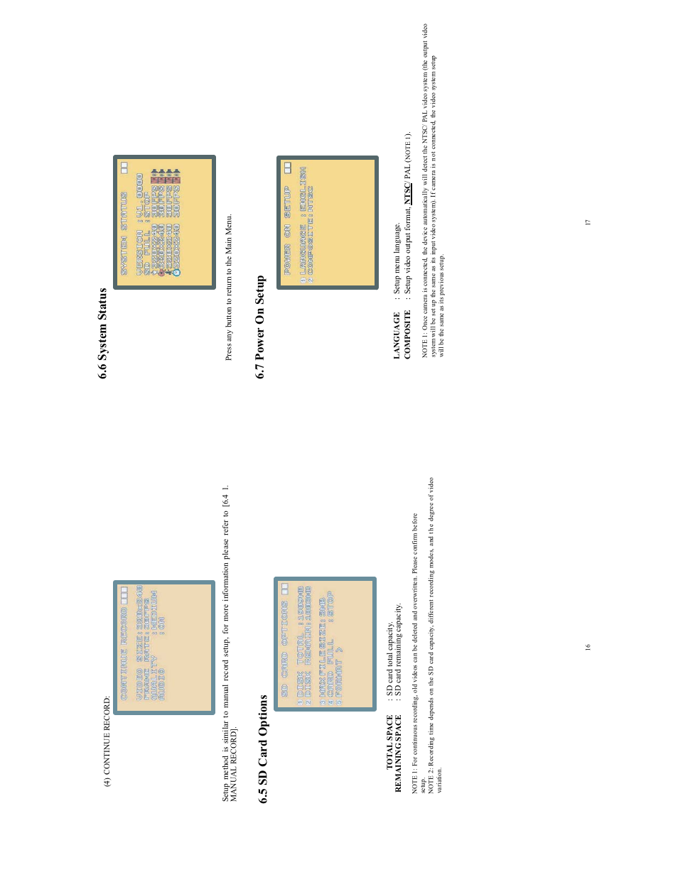 5 sd card options, 6 sy stem s tatus, 7 pow er on setup | COP-USA ALC-DVR32-SL User Manual | Page 9 / 11