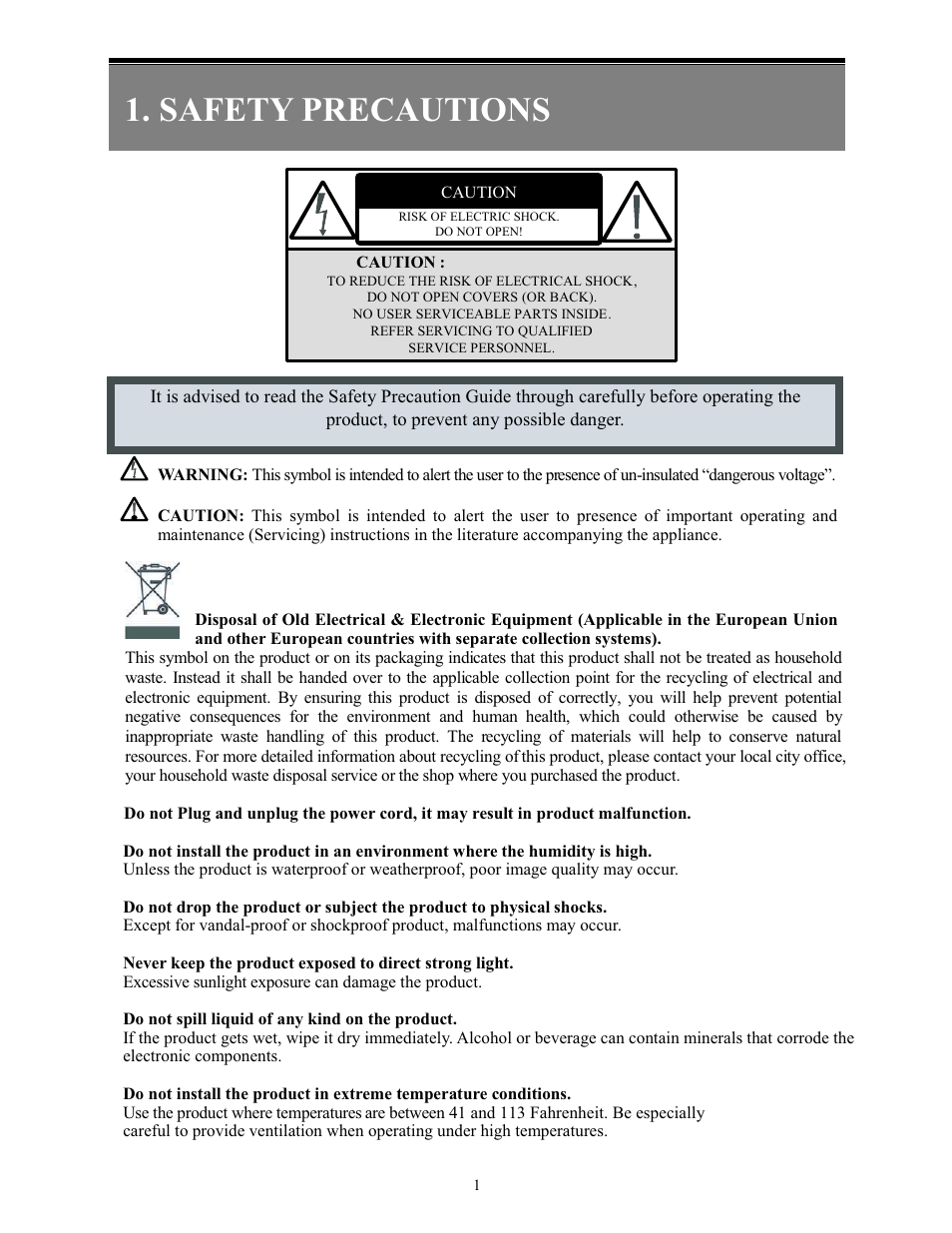 Binder1_p1, Safety precautions | COP-USA TBX-DVR User Manual | Page 2 / 22
