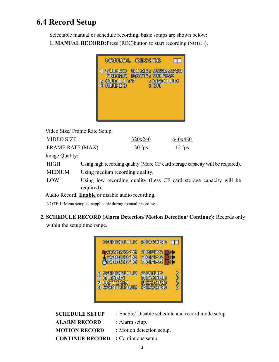 Binder1_p14, 4 record setup | COP-USA ALC-DVR User Manual | Page 15 / 21
