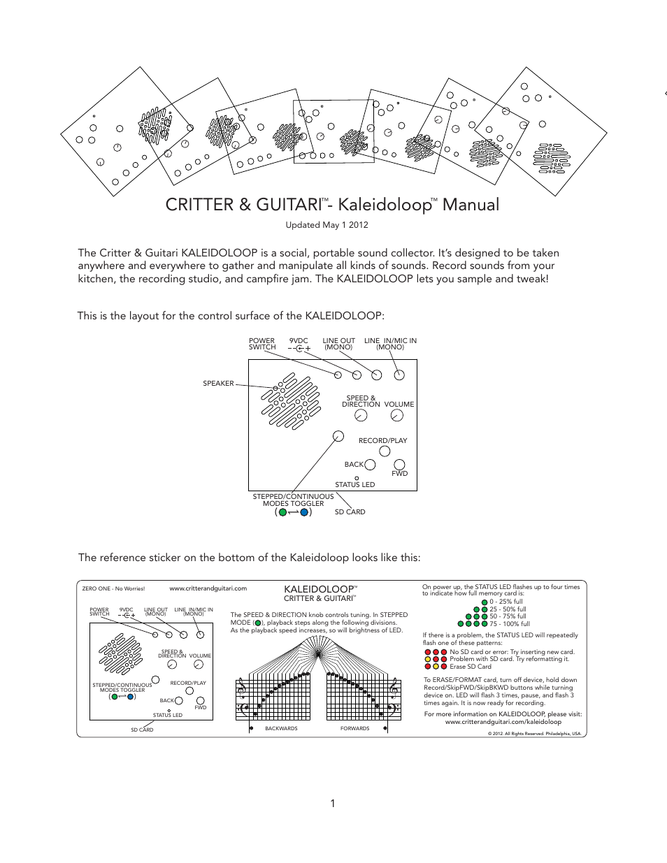 Critter&Guitari Kaleidoloop User Manual | 3 pages