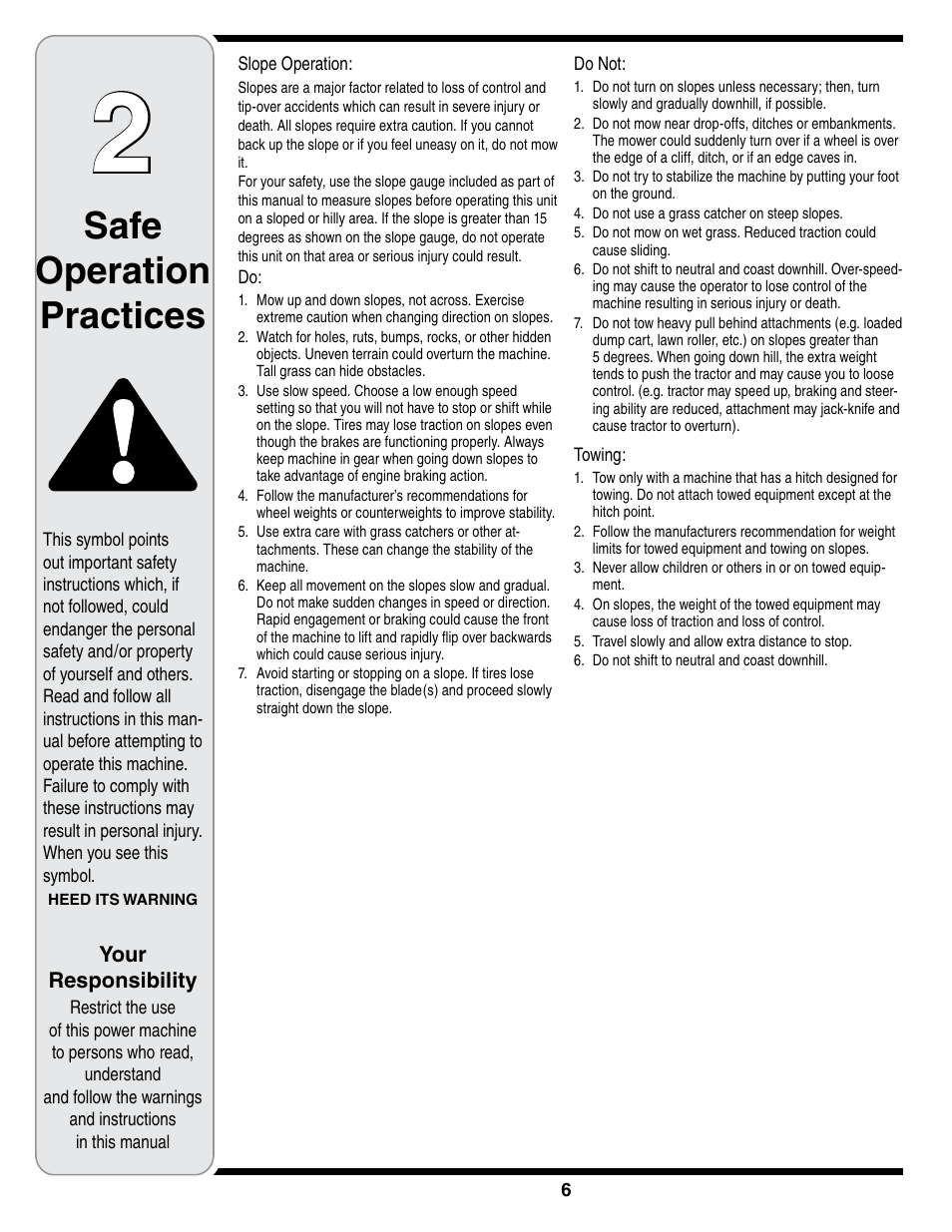 Safe operation practices | Cub Cadet i1050 User Manual | Page 6 / 36