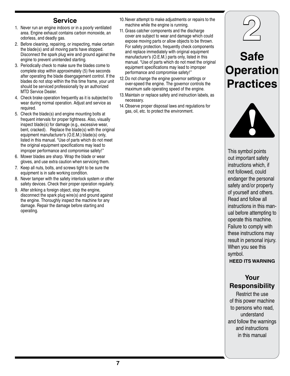 Safe operation practices | Cub Cadet i1050 User Manual | Page 7 / 36