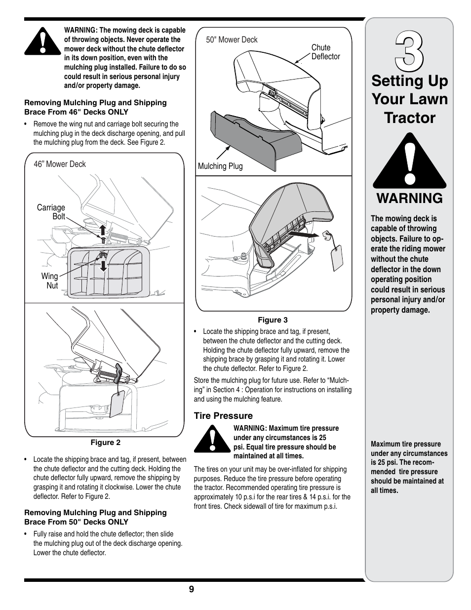 Setting up your lawn tractor, Warning | Cub Cadet i1050 User Manual | Page 9 / 36