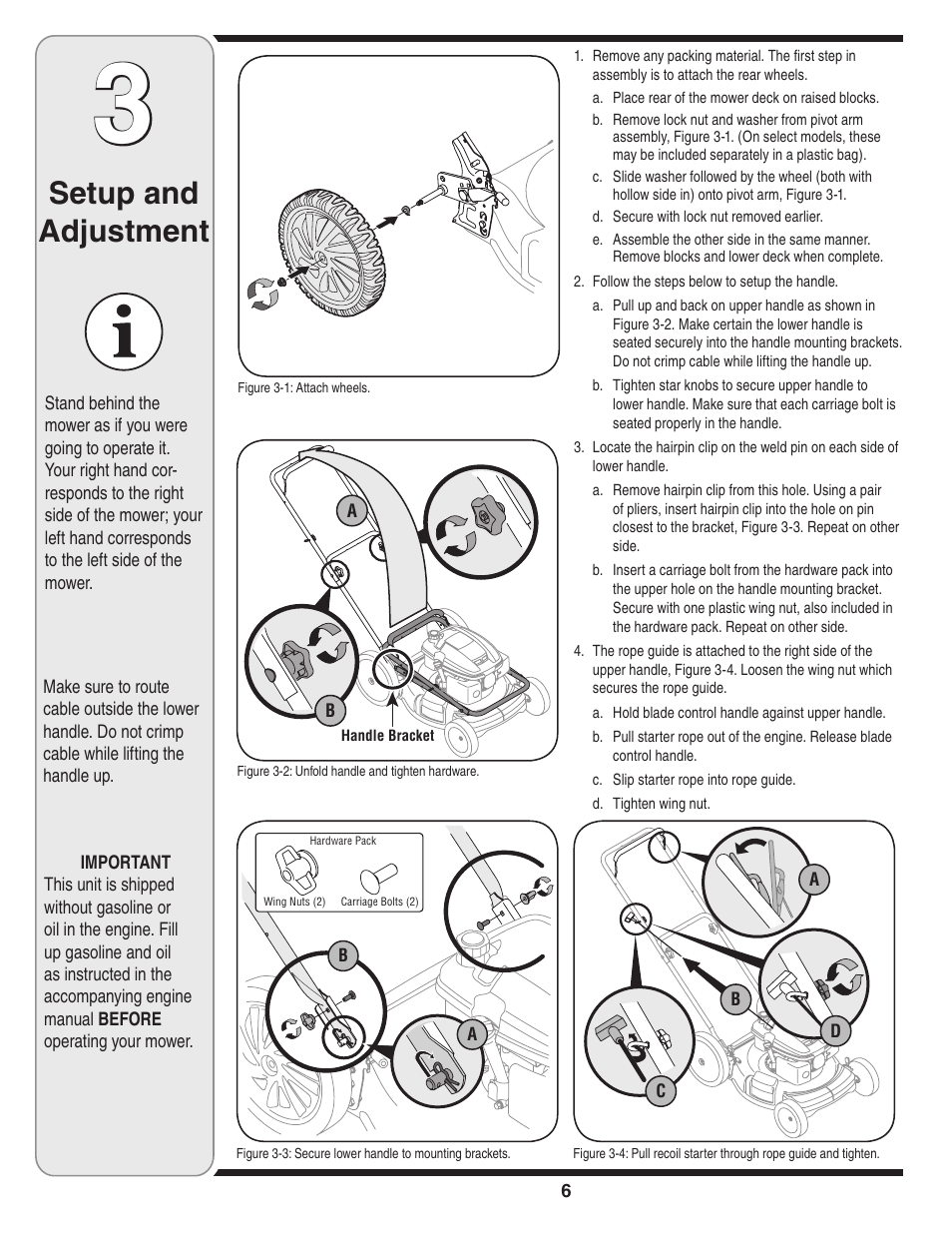 Setup and adjustment | Cub Cadet 54M User Manual | Page 6 / 28