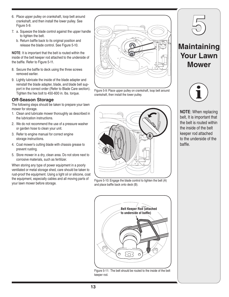 Maintaining your lawn mower | Cub Cadet 980 User Manual | Page 13 / 20