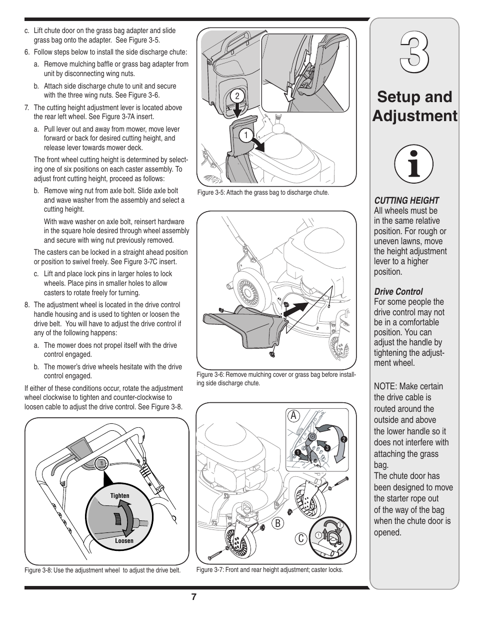 Setup and adjustment | Cub Cadet 980 User Manual | Page 7 / 20