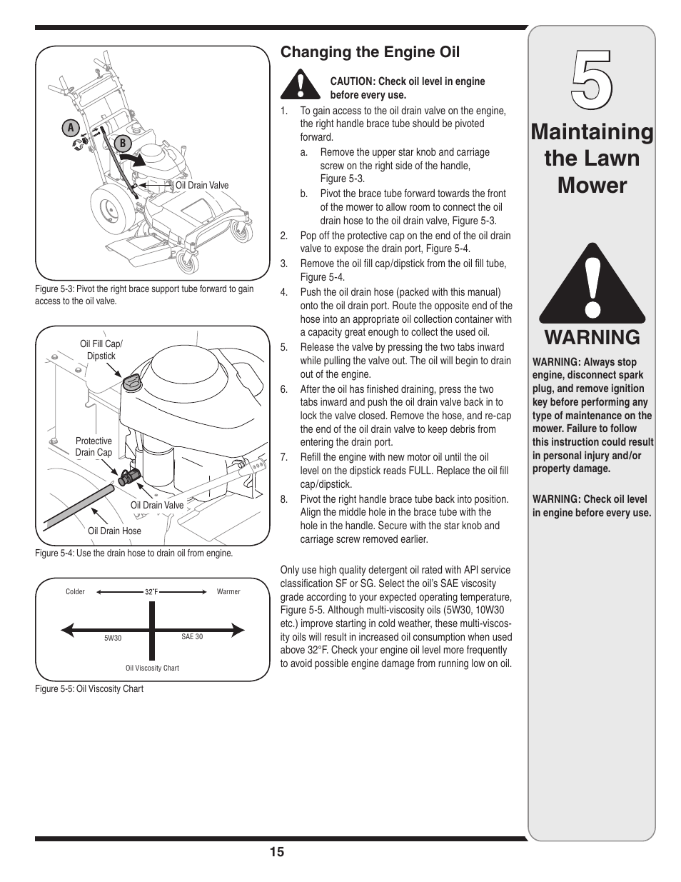Maintaining the lawn mower, Warning | Cub Cadet Time Save User Manual | Page 15 / 28