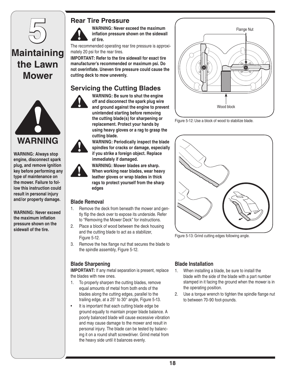 Maintaining the lawn mower, Warning | Cub Cadet Time Save User Manual | Page 18 / 28