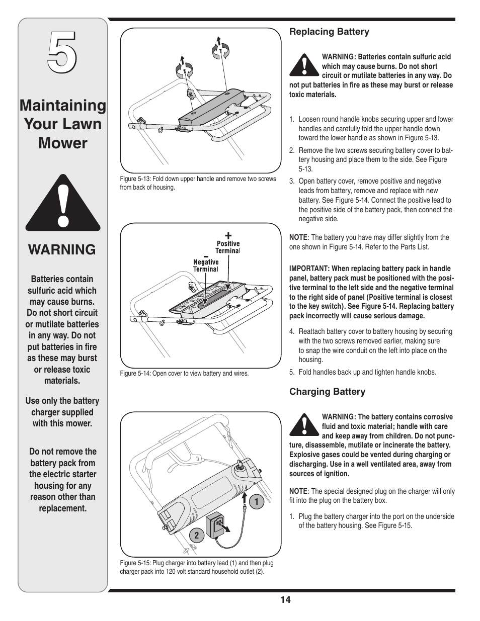 Maintaining your lawn mower, Warning | Cub Cadet 990 User Manual | Page 14 / 24