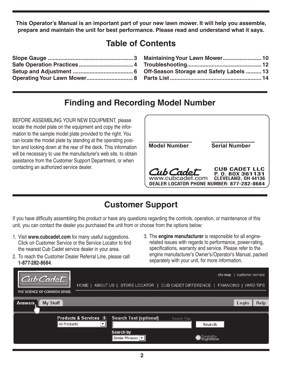 Cub Cadet V469 User Manual | Page 2 / 20