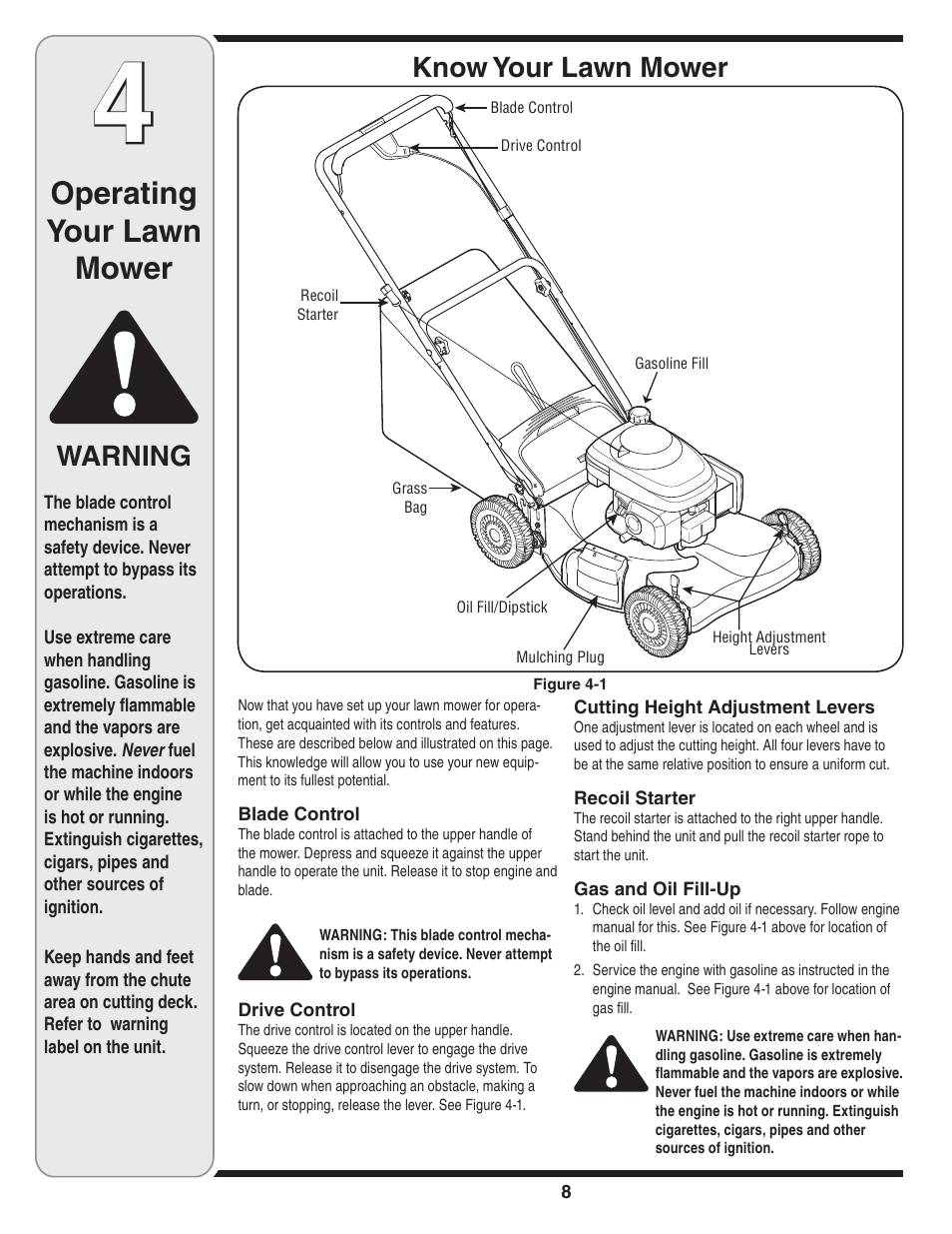 Operating your lawn mower, Warning, Know your lawn mower | Cub Cadet V469 User Manual | Page 8 / 20