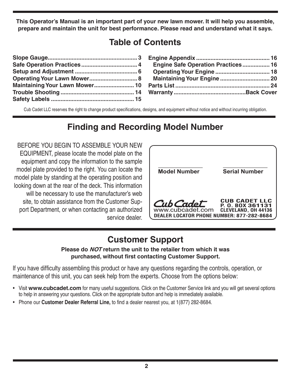 Cub Cadet 18M User Manual | Page 2 / 32