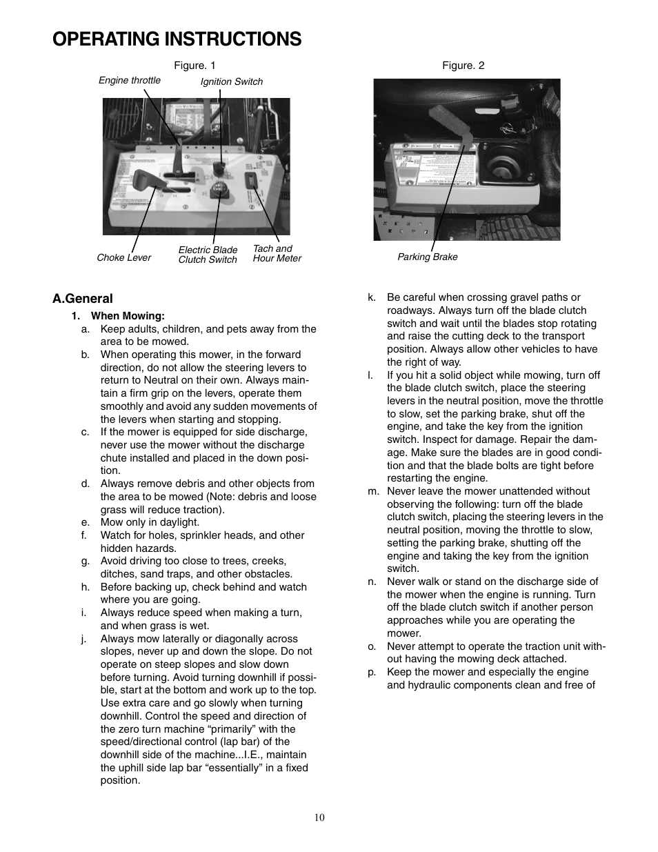 Operating instructions | Cub Cadet 6 Fabricated Deck User Manual | Page 10 / 32