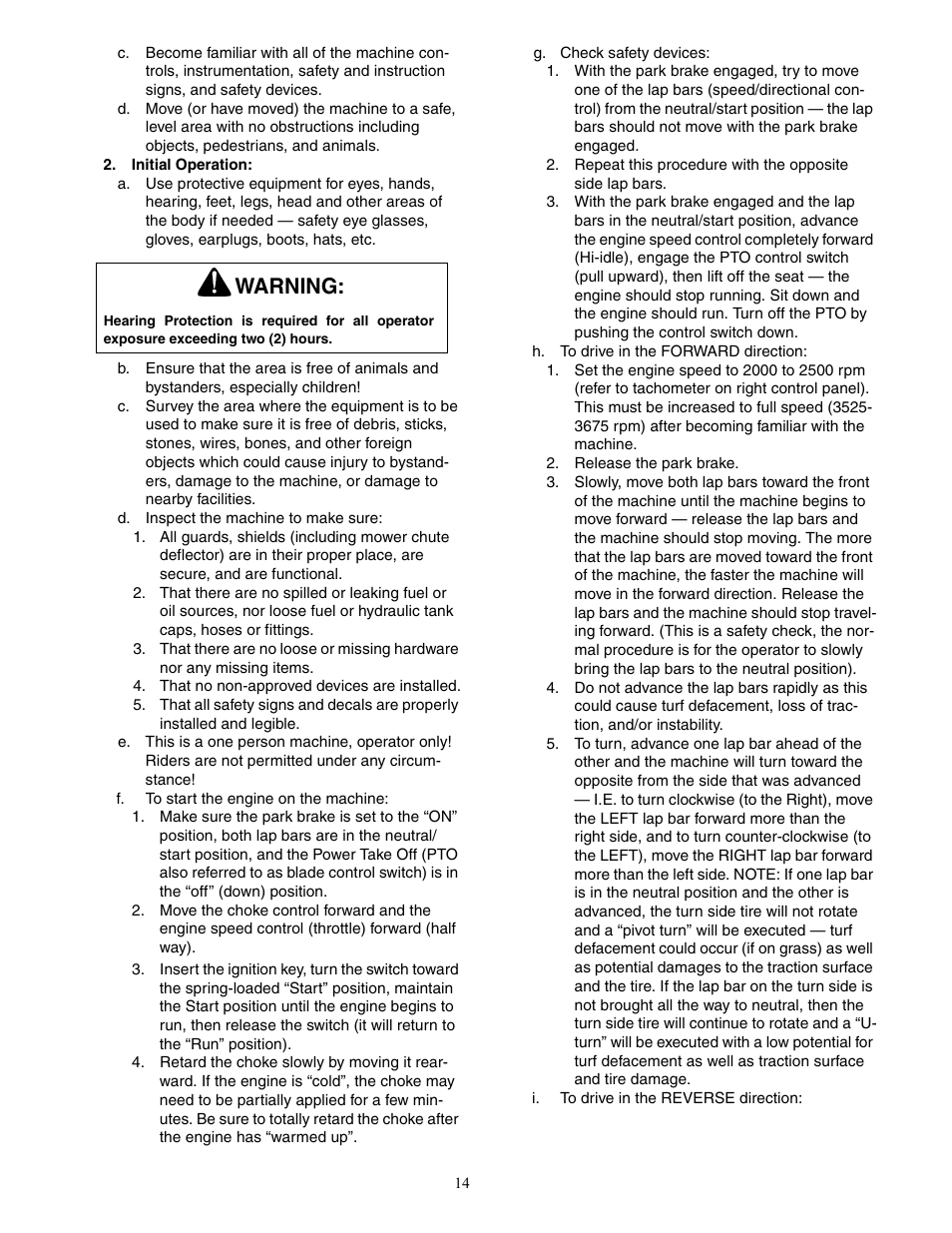 Warning | Cub Cadet 6 Fabricated Deck User Manual | Page 14 / 32