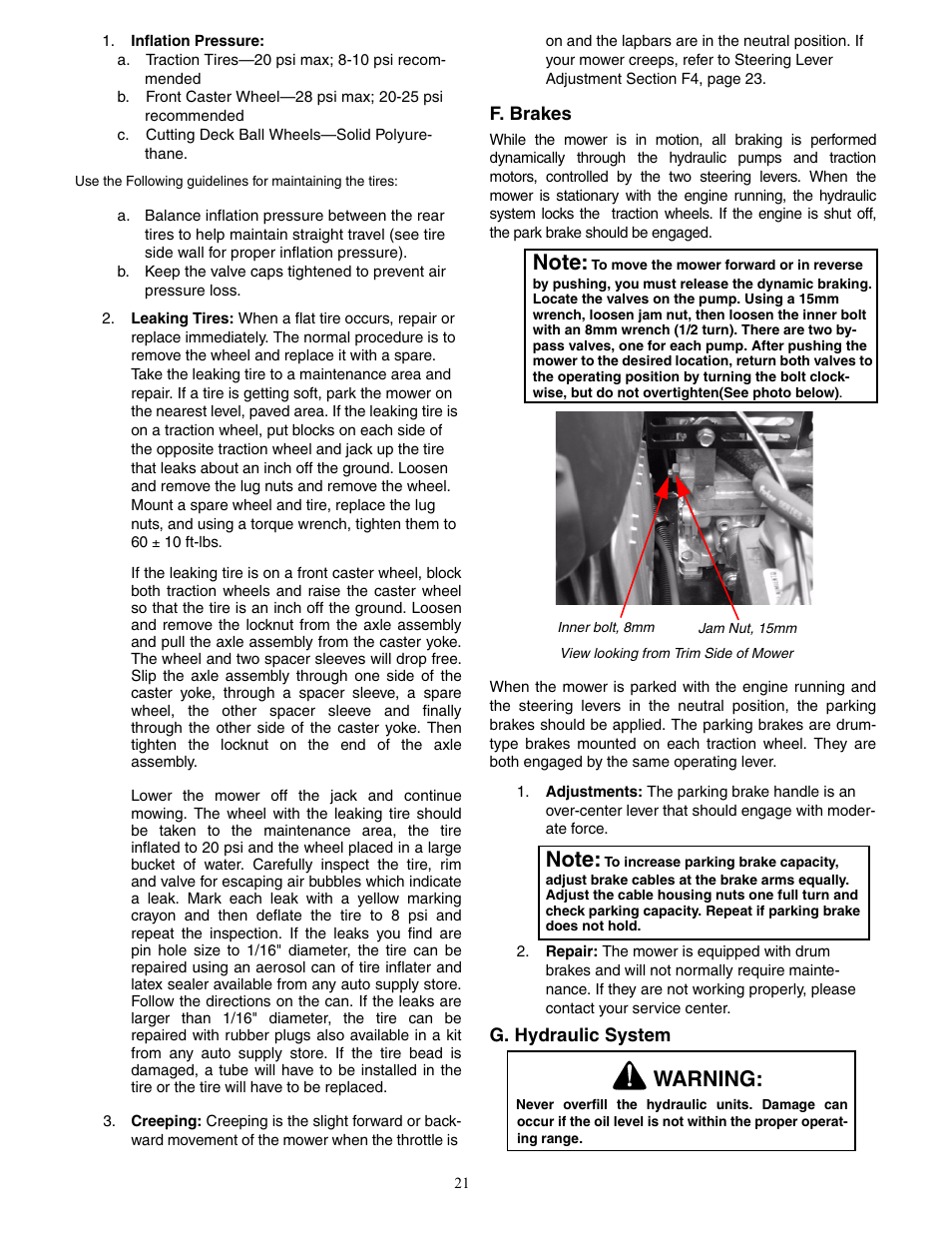 Warning | Cub Cadet 6 Fabricated Deck User Manual | Page 21 / 32