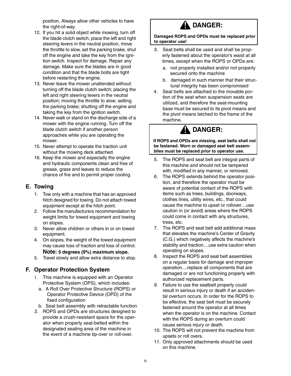 Danger | Cub Cadet 6 Fabricated Deck User Manual | Page 6 / 32