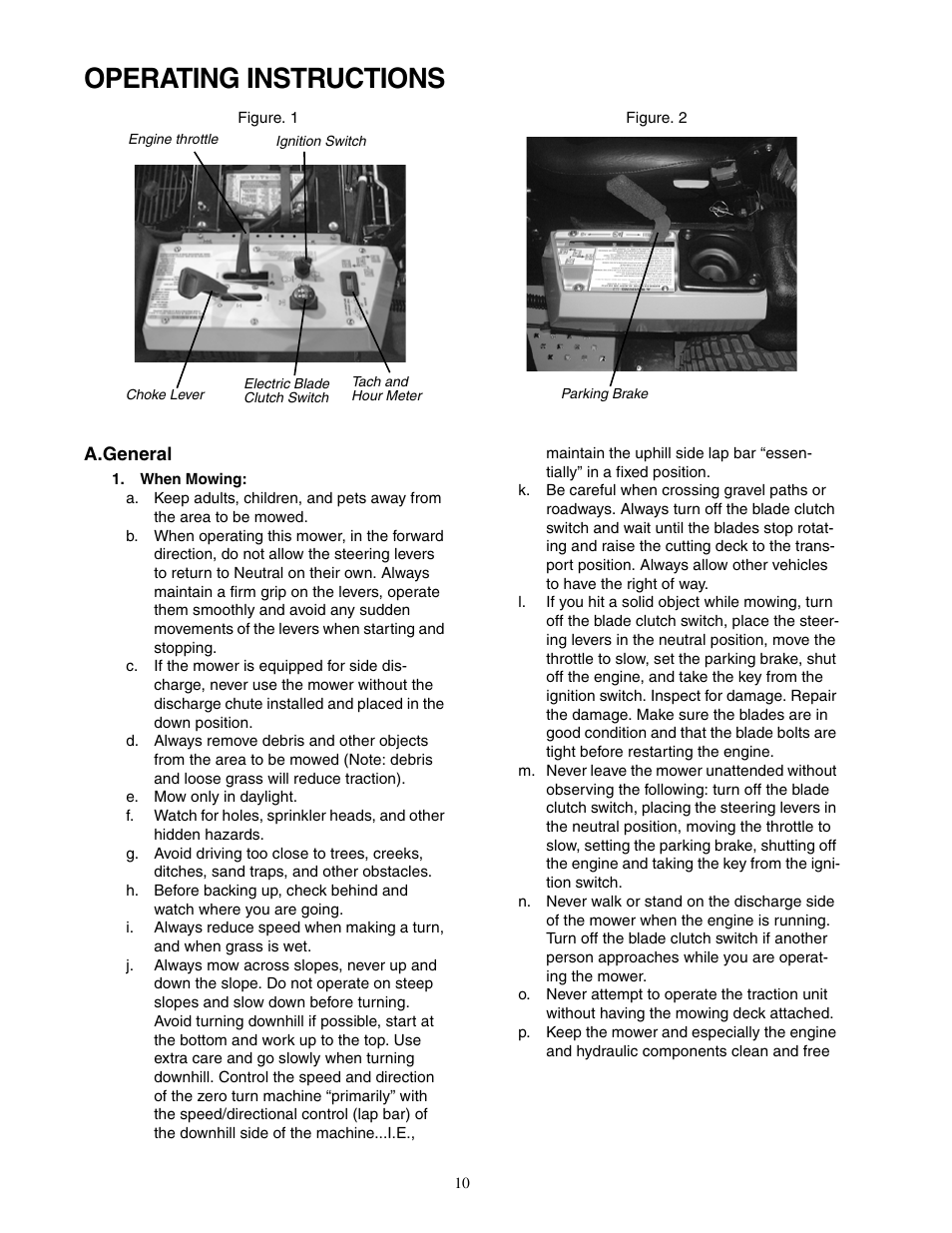 Operating instructions | Cub Cadet 7 Fabricated Deck User Manual | Page 10 / 32