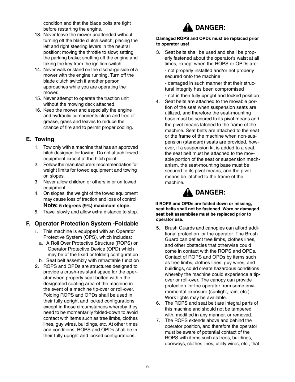 Danger | Cub Cadet 7 Fabricated Deck User Manual | Page 6 / 32