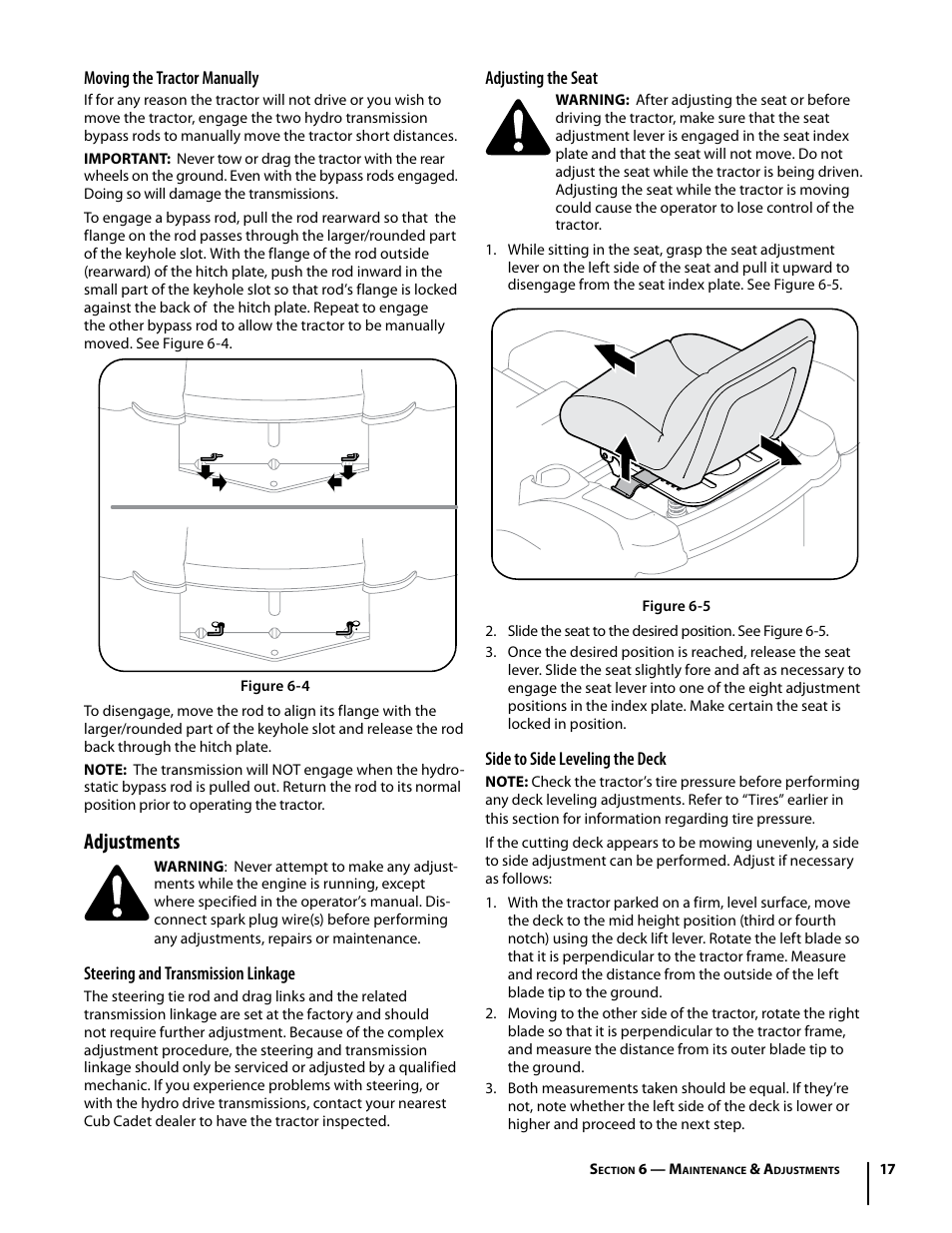 Adjustments | Cub Cadet I1042 User Manual | Page 17 / 56