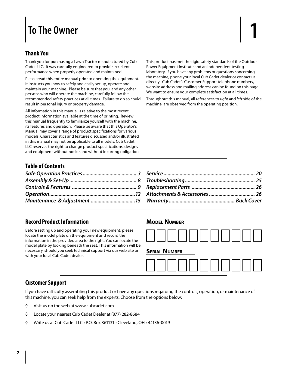 Cub Cadet I1042 User Manual | Page 2 / 56