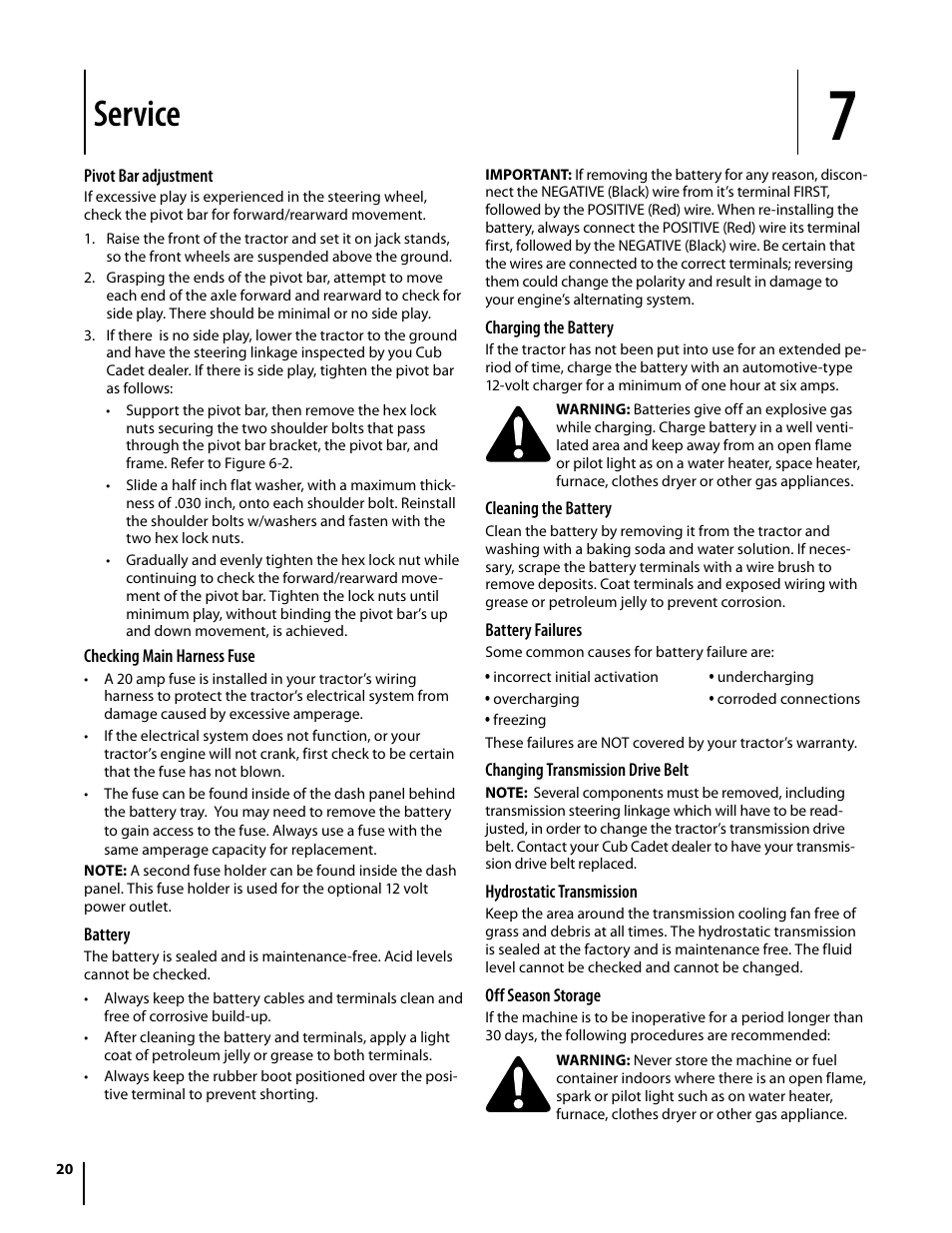 Service | Cub Cadet I1042 User Manual | Page 20 / 56