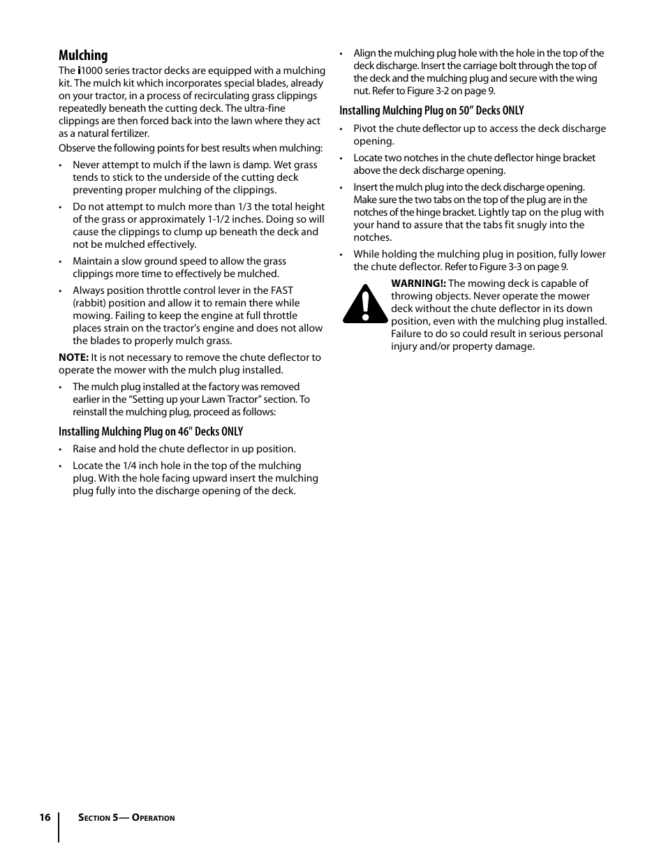 Mulching | Cub Cadet i1050 User Manual | Page 16 / 32