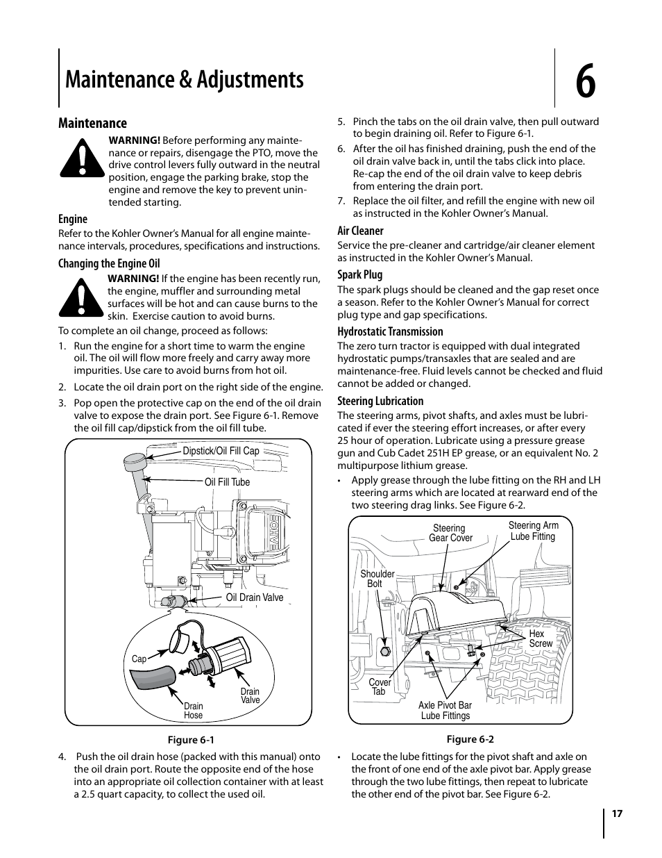 Maintenance & adjustments, Maintenance | Cub Cadet i1050 User Manual | Page 17 / 32