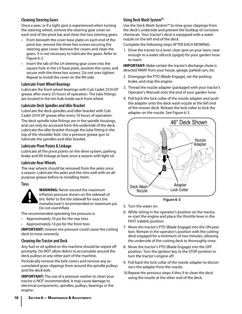 46" deck shown | Cub Cadet i1050 User Manual | Page 18 / 32