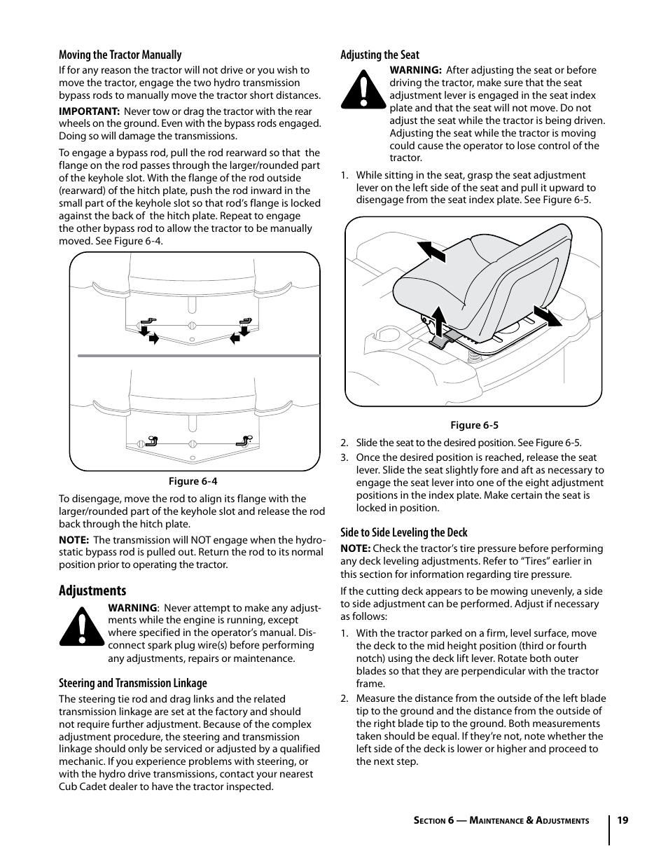 Adjustments | Cub Cadet i1050 User Manual | Page 19 / 32