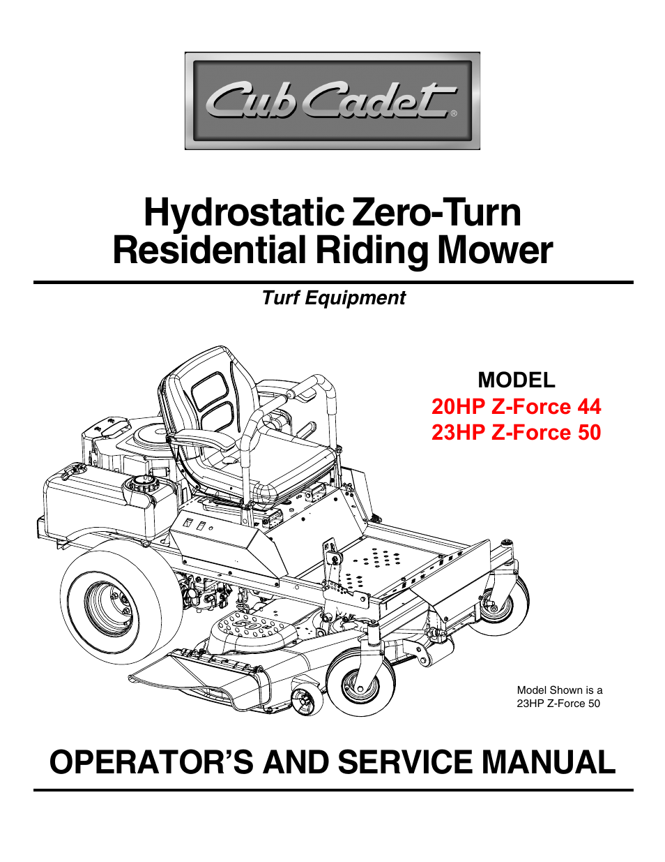 Cub Cadet 23HP Z-Force 50 User Manual | 32 pages