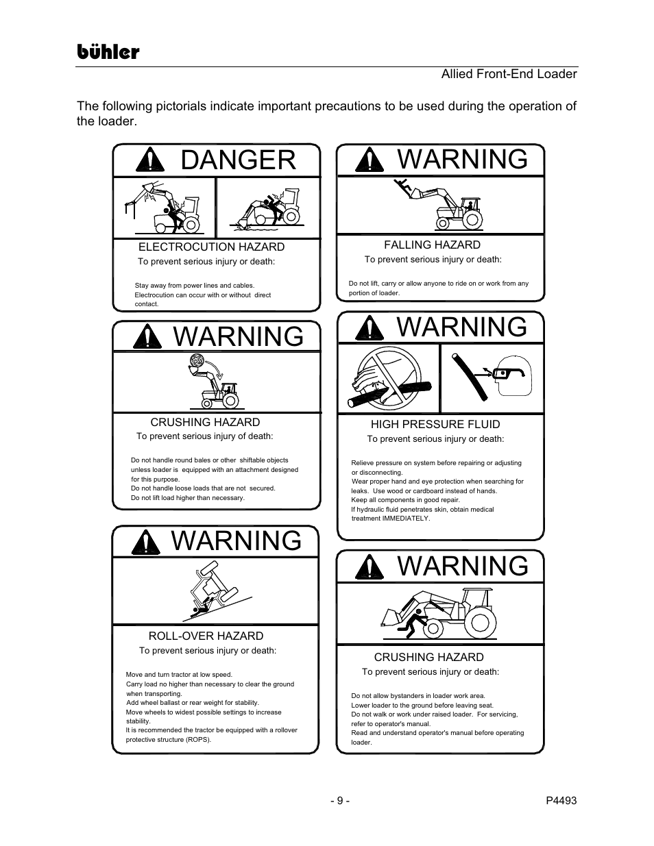 Warning, Danger warning, Bühler | Buhler 2895E User Manual | Page 11 / 46