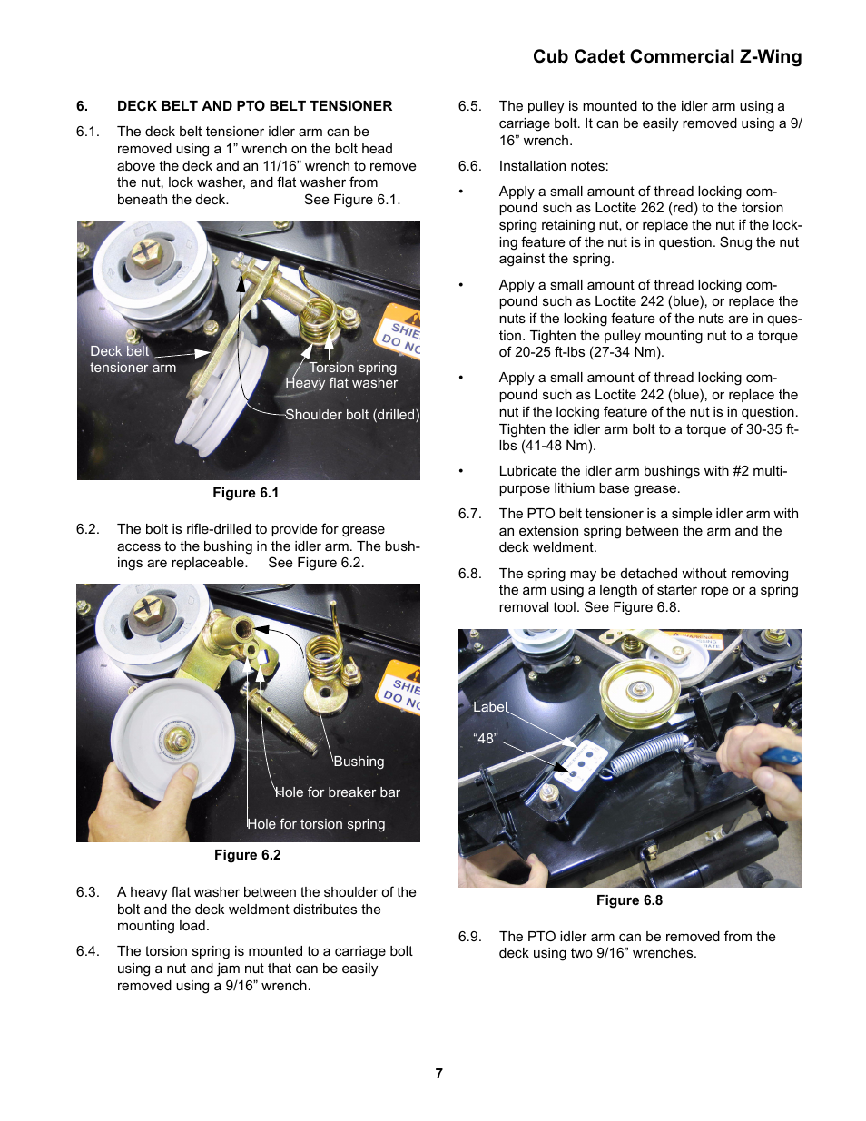 Deck belt and pto belt tensioner, Cub cadet commercial z-wing | Cub Cadet Z-Wing User Manual | Page 11 / 88