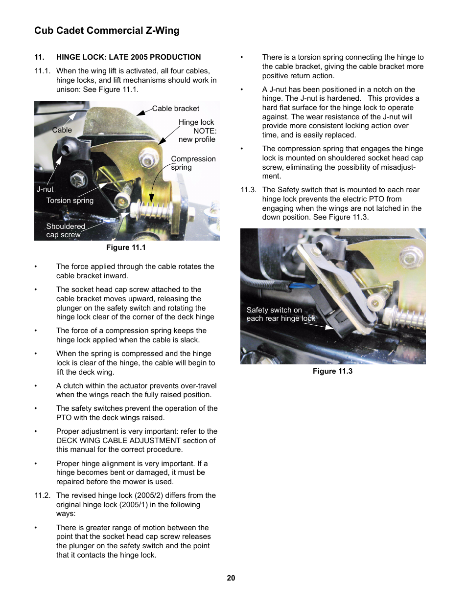 Hinge lock: late 2005 production, Cub cadet commercial z-wing | Cub Cadet Z-Wing User Manual | Page 24 / 88