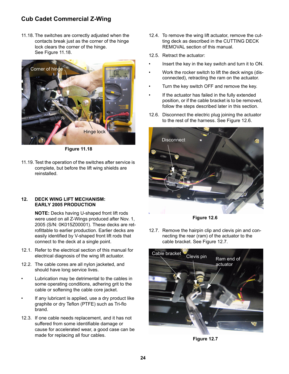 Deck wing lift mechanism: early 2005 production, Deck wing lift mechanism:early 2005 production, Cub cadet commercial z-wing | Cub Cadet Z-Wing User Manual | Page 28 / 88
