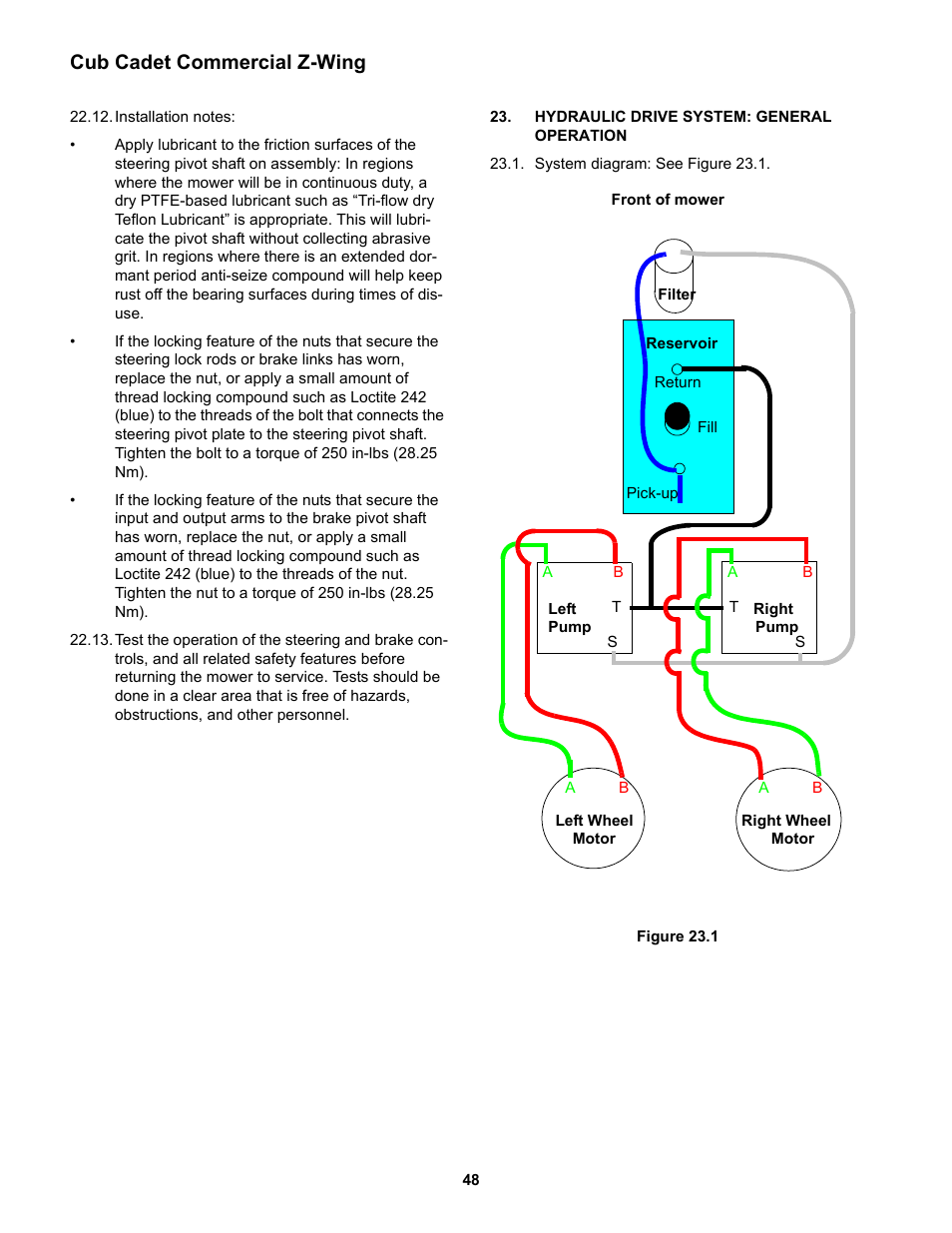 Hydraulic drive system: general operation, Cub cadet commercial z-wing | Cub Cadet Z-Wing User Manual | Page 52 / 88
