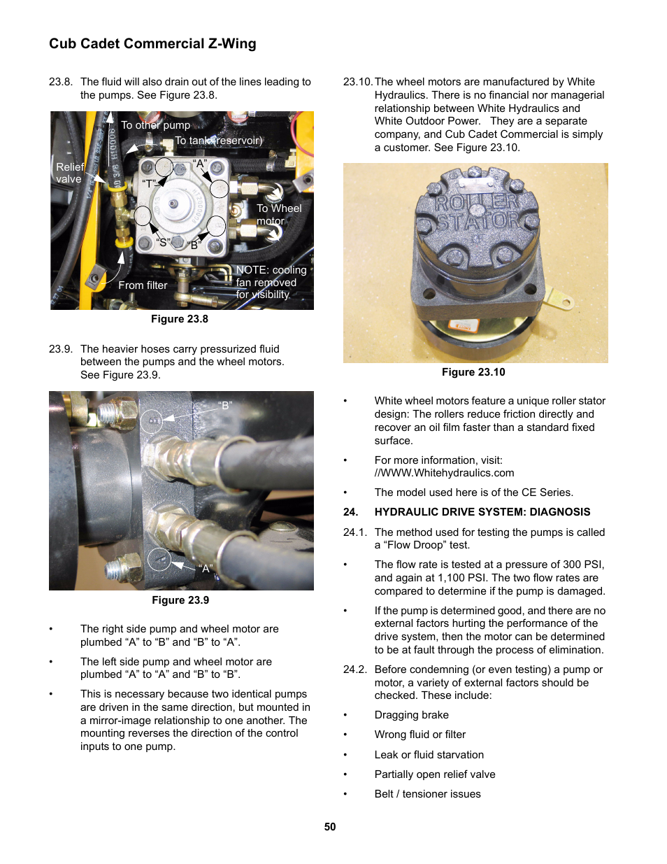 Hydraulic drive system: diagnosis, Cub cadet commercial z-wing | Cub Cadet Z-Wing User Manual | Page 54 / 88