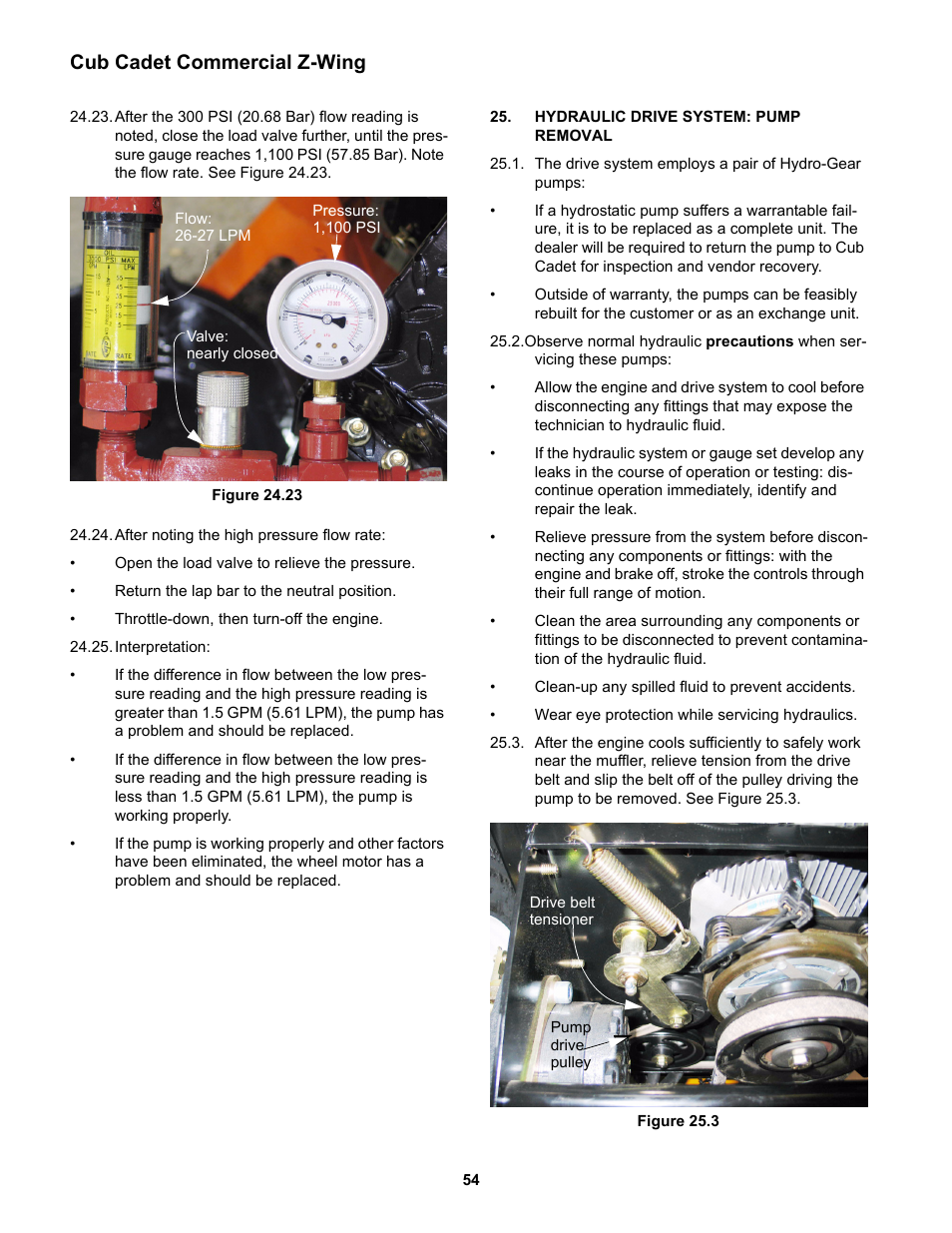 Hydraulic drive system: pump removal, Cub cadet commercial z-wing | Cub Cadet Z-Wing User Manual | Page 58 / 88